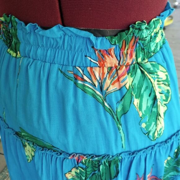 Tropical print ruffle trimmed tiered mini skirt - Picture 5 of 7